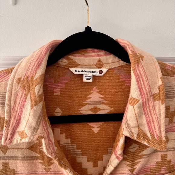 Women's Aztec Patterned Shirt - Pink and Tan - Picture 2 of 4